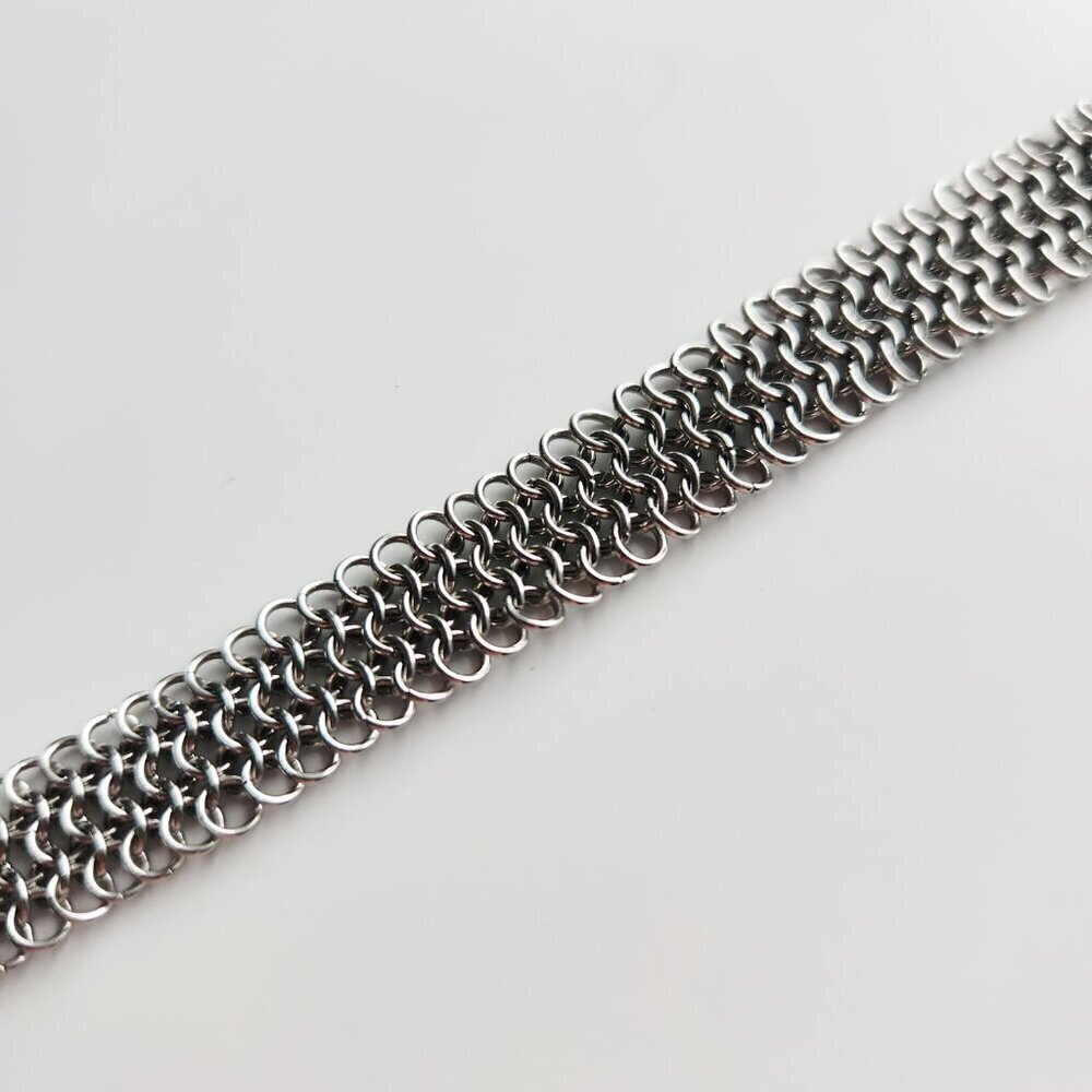 Vintage unique modern medieval dainty silver chain mail bracelet - Picture 10 of 13